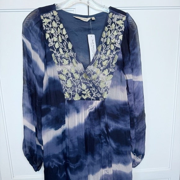New SOFT SURROUNDINGS Blue Himalaya Dress Indigo Tie Dye #2EJ67 Sz Medium - Picture 4 of 12
